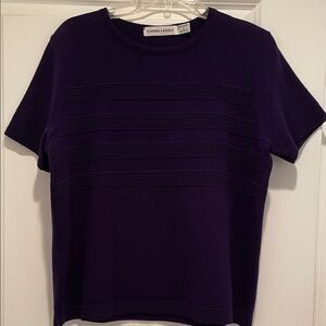 Short Sleeve Ribbed Detail Top in Purple by Karen Lessly